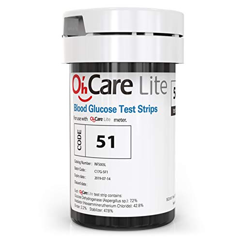 Oh?Care Lite Blood Glucose Test Strips (50pcs) - Diabetic Test Strips Calibra...