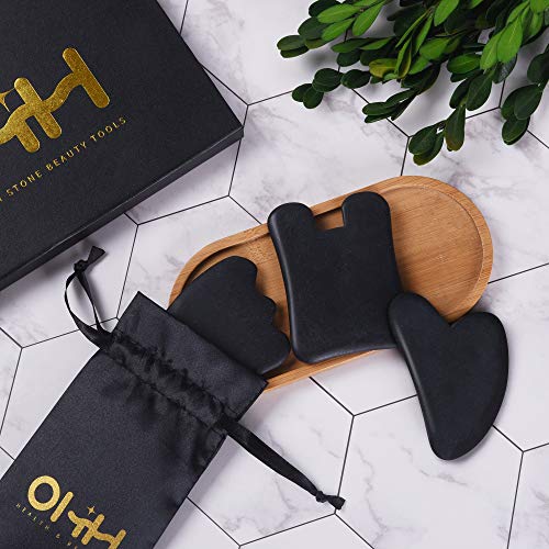 Gua Sha Facial Tools Set, OHH Natural Sibin Bian Stone Gua Sha Scraping Tool,...
