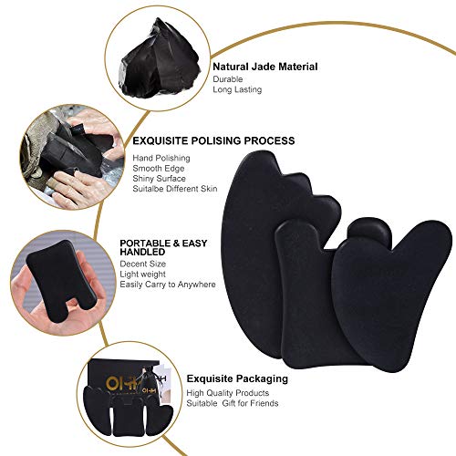 Gua Sha Facial Tools Set, OHH Natural Sibin Bian Stone Gua Sha Scraping Tool,...