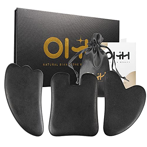 Gua Sha Facial Tools Set, OHH Natural Sibin Bian Stone Gua Sha Scraping Tool,...