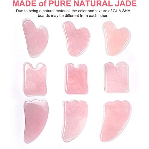Gua Sha Facial Tools Set, OHH Rose Quartz Gua Sha Scraping Massage Tool for S...