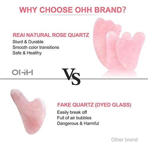 Gua Sha Facial Tools Set, OHH Rose Quartz Gua Sha Scraping Massage Tool for S...
