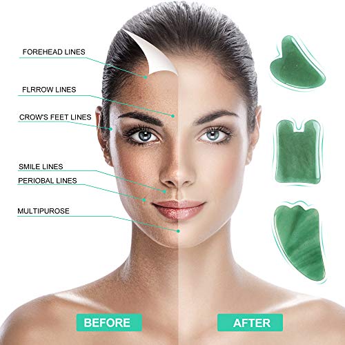 Gua Sha Massage Tools Set, OHH Aventurine Natural Stone Guasha Board for Face...