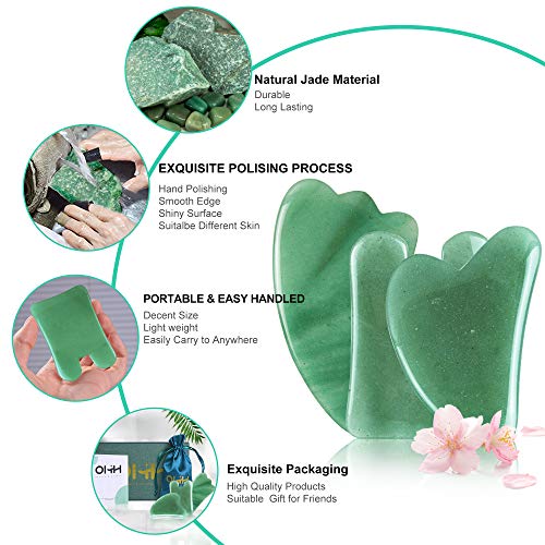 Gua Sha Massage Tools Set, OHH Aventurine Natural Stone Guasha Board for Face...