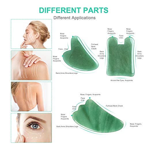 Gua Sha Massage Tools Set, OHH Aventurine Natural Stone Guasha Board for Face...