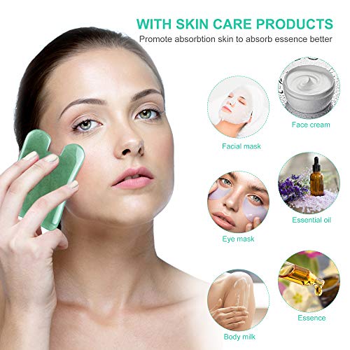 Gua Sha Massage Tools Set, OHH Aventurine Natural Stone Guasha Board for Face...