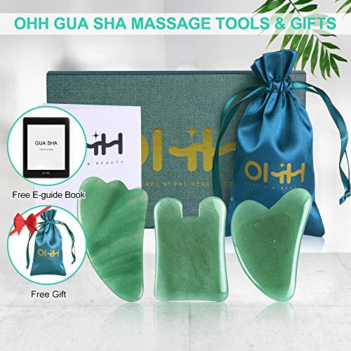 Gua Sha Massage Tools Set, OHH Aventurine Natural Stone Guasha Board for Face...