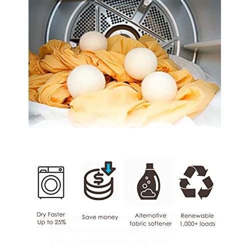 OHOCO Wool Dryer Balls 6 Pack XL, Organic Natural Wool for Laundry, Fabric So...