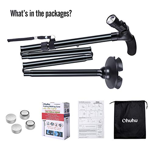 2-Pack LED Folding Walking Canes, Ohuhu Folding Walking Cane with LED Light, ...