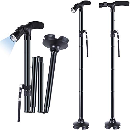 2-Pack LED Folding Walking Canes, Ohuhu Folding Walking Cane with LED Light, ...