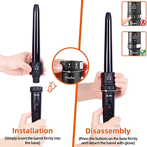 5 in 1 Curling Iron Wand Set, Ohuhu Upgrade Curling Wand 5Pcs 0.35 to 1.25 In...