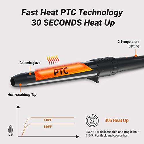 5 in 1 Curling Iron Wand Set, Ohuhu Upgrade Curling Wand 5Pcs 0.35 to 1.25 In...