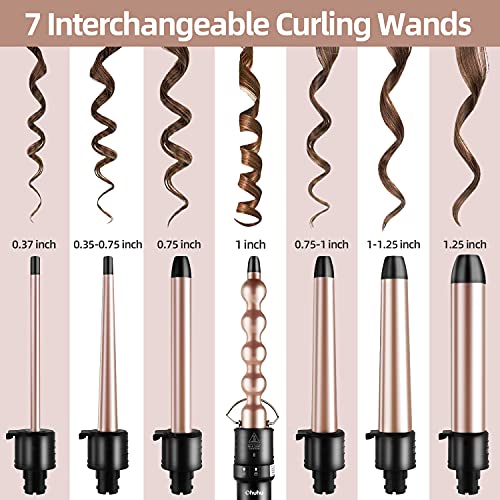 7 in 1 Curling Iron Wand Set, Ohuhu Upgrade Curling Wand With 7Pcs 0.35 to 1....