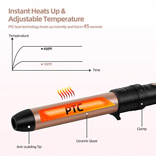 7 in 1 Curling Iron Wand Set, Ohuhu Upgrade Curling Wand With 7Pcs 0.35 to 1....