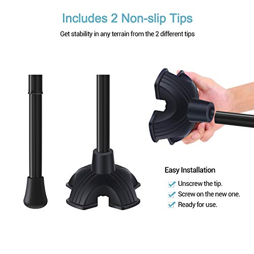 Folding Cane, Ohuhu Adjustable Foldable Walking Cane for Men, Women with 5 Ad...