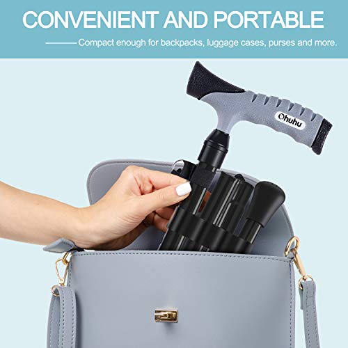 Folding Cane, Ohuhu Adjustable Foldable Walking Cane for Men, Women with 5 Ad...