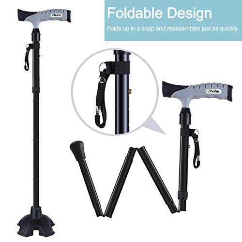 Folding Cane, Ohuhu Adjustable Foldable Walking Cane for Men, Women with 5 Ad...