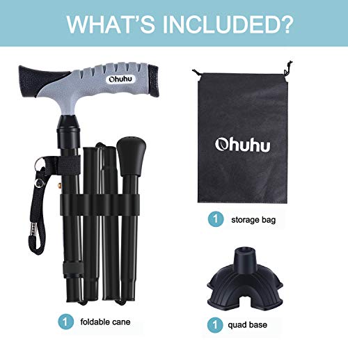 Folding Cane, Ohuhu Adjustable Foldable Walking Cane for Men, Women with 5 Ad...