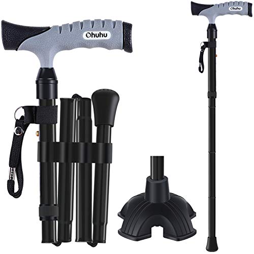 Folding Cane, Ohuhu Adjustable Foldable Walking Cane for Men, Women with 5 Ad...
