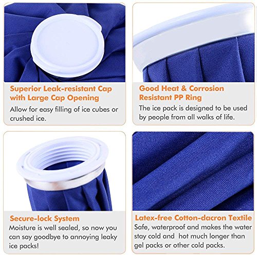 Ice Cold Pack Ohuhu 9" Reusable Ice Bag Hot Water Bag for Injuries, Hot & Col...