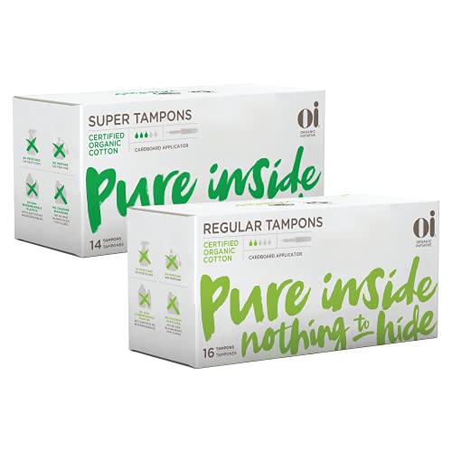 Oi Organic Tampons | Regular/Super Absorbency | 100% Certified Organic Cotton...