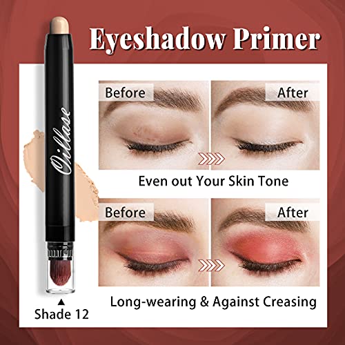 12 PCS Eyeshadow Stick Sets with Smudge Proof Eyeshadow Primer Base, Waterpro...