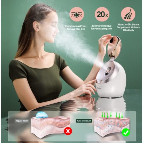 OKACHI GLIYA Facial Steamer 4 in 1 Nano Face Steamer - Professional & Safe St...