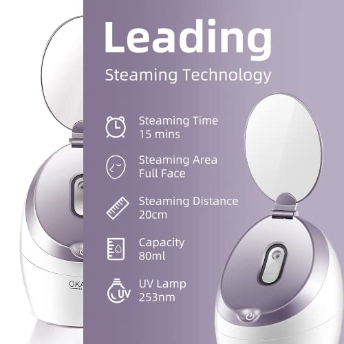 OKACHI GLIYA Facial Steamer 4 in 1 Nano Face Steamer - Professional & Safe St...