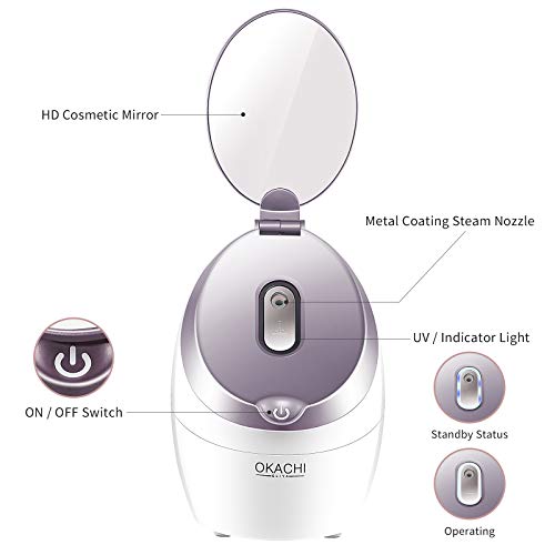 OKACHI GLIYA Facial Steamer 4 in 1 Nano Face Steamer - Professional & Safe St...