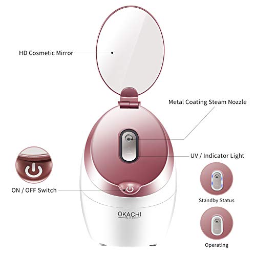 OKACHI GLIYA Facial Steamer Nano Ionic Warm Steam, Home SPA Quality Steamer 1...