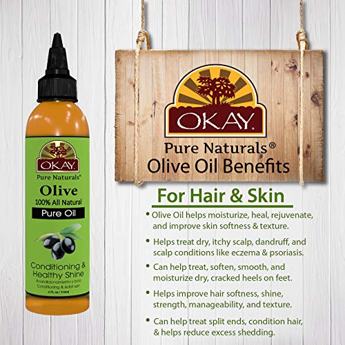 OKAY | 100% Pure Olive Oil | For All Hair Textures & Skin Types | Nourish, St...