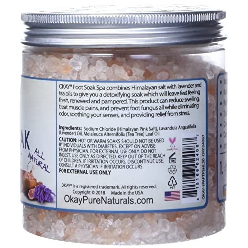 Okay Himalayan Pink Salt Foot Soak With & Tea Tree Oil, lavender, 20 Ounce