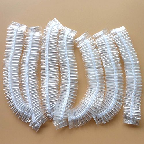 okdeals Hair Processing Caps, Disposable Plastic Shower Caps 100 Pack, Clear ...