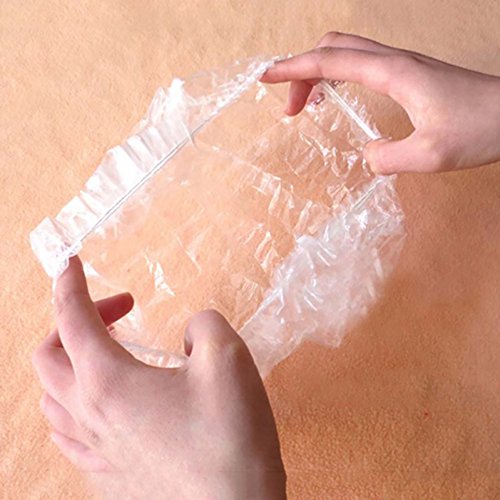okdeals Hair Processing Caps, Disposable Plastic Shower Caps 100 Pack, Clear ...
