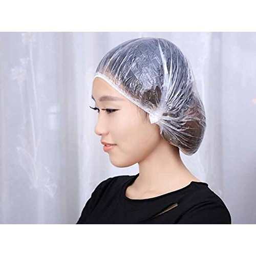 okdeals Hair Processing Caps, Disposable Plastic Shower Caps 100 Pack, Clear ...