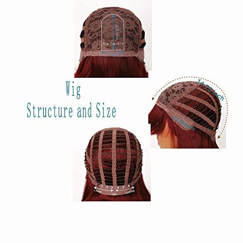 OkeBeauty Short Black Wavy Wig with Bangs 14 Inch Black Wavy Bob Wig for Wome...