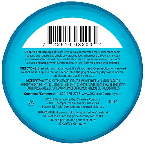 O'Keeffe's Healthy Feet Foot Cream for Extremely Dry, Cracked Feet, 3.2 Ounce...