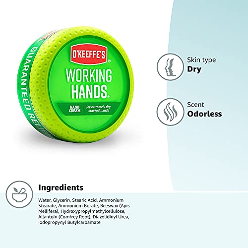 O'Keeffe's Working Hands Hand Cream for Extremely Dry, Cracked Hands, 3.4 Oun...