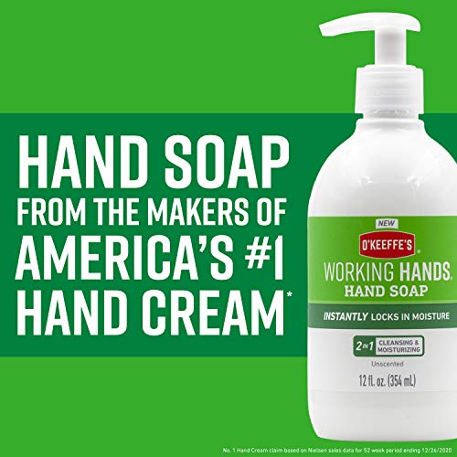 O'Keeffe's Working Hands Moisturizing Hand Soap, 12 Ounce Pump, Unscented, (P...