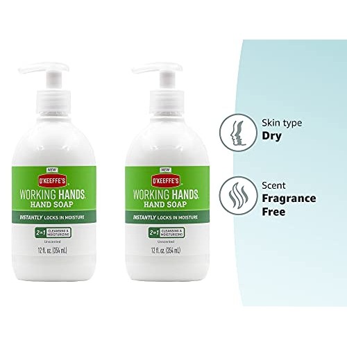 O'Keeffe's Working Hands Moisturizing Hand Soap, 12 Ounce Pump, Unscented, (P...