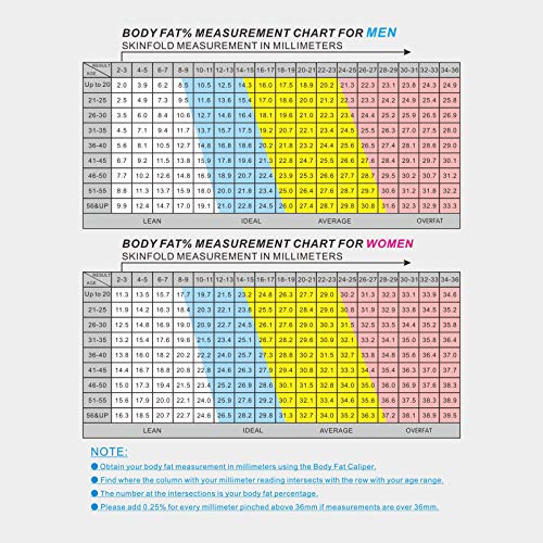 Body Fat Caliper, Fat Measure Clipper Combo with Body Fat Percentage Measure ...