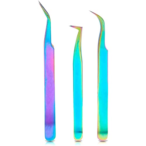 Okuna Outpost 6 Eyelash Extension Precision Tweezers with 1 Storage Case (Rai...