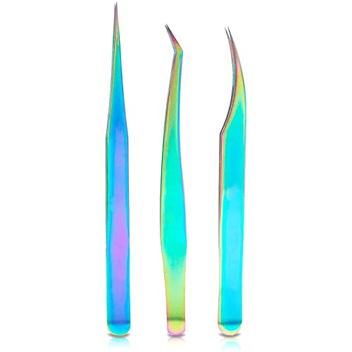 Okuna Outpost 6 Eyelash Extension Precision Tweezers with 1 Storage Case (Rai...