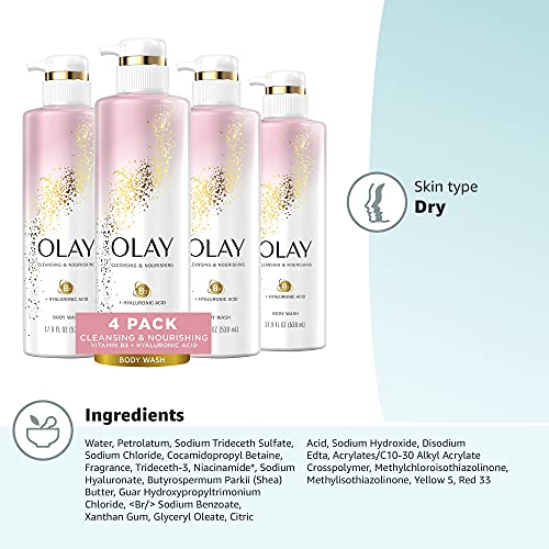 Olay Body Wash with Hyaluronic Acid and Vitamin B3, Cleansing & Nourishing, 1...