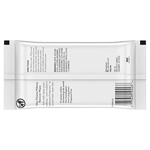 Olay Cleanse Makeup Remover Wipes, Fragrance Free, 25 count