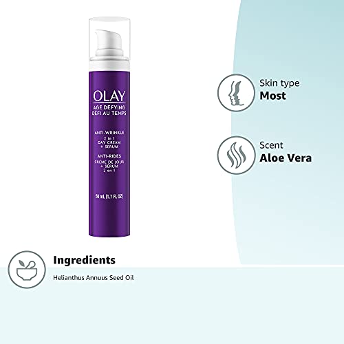 Olay Face Serum by Age Defying Anti-Wrinkle 2-in-1 Day Cream Plus Face Serum,...