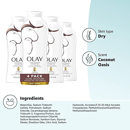 Olay Ultra Moisture Coconut Oasis Body Wash, for Smooth and Healthy Looking S...