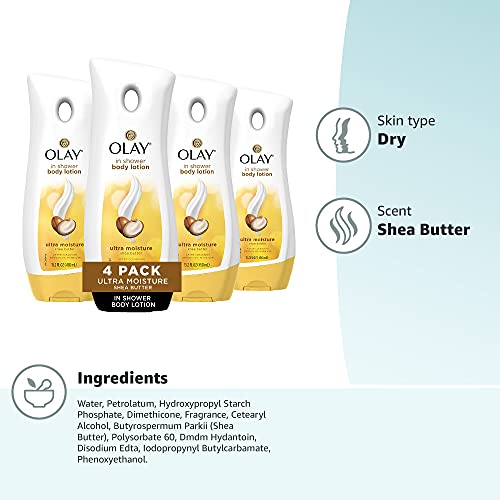 Olay Ultra Moisture Shea Butter In-Shower Body Lotion, Improves Dry Skin Hydr...