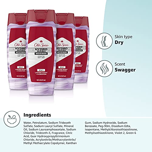 Old Spice Hydro Body Wash for Men, Smoother Swagger Scent, Hardest Working Co...