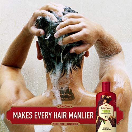 Old Spice Timber with Mint 2in1 Shampoo and Conditioner, 25.3 Fl Oz (Pack of 4)